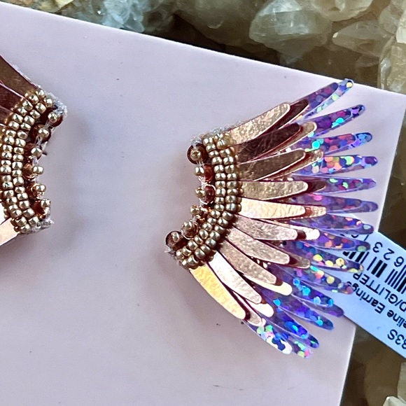 🌺🎉HP🎉🌺 NWT Mignonne Gavigan Mini Madeline Earrings Rose Gold Glitter - Picture 4 of 16